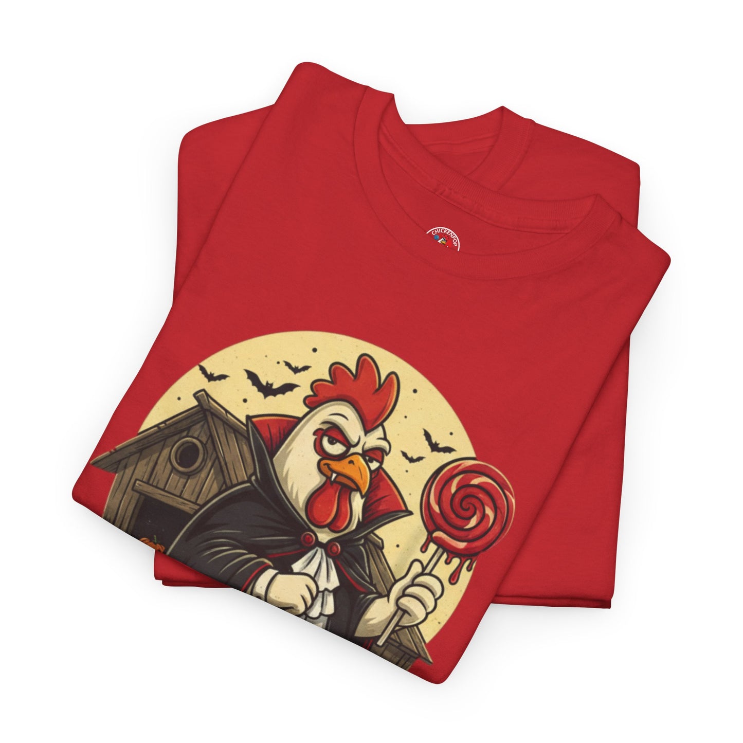 ChickenPop Sucker For a Pop Vampire Rooster Halloween T-Shirt – Funny Spooky Graphic Tee for Fall & Costume Season