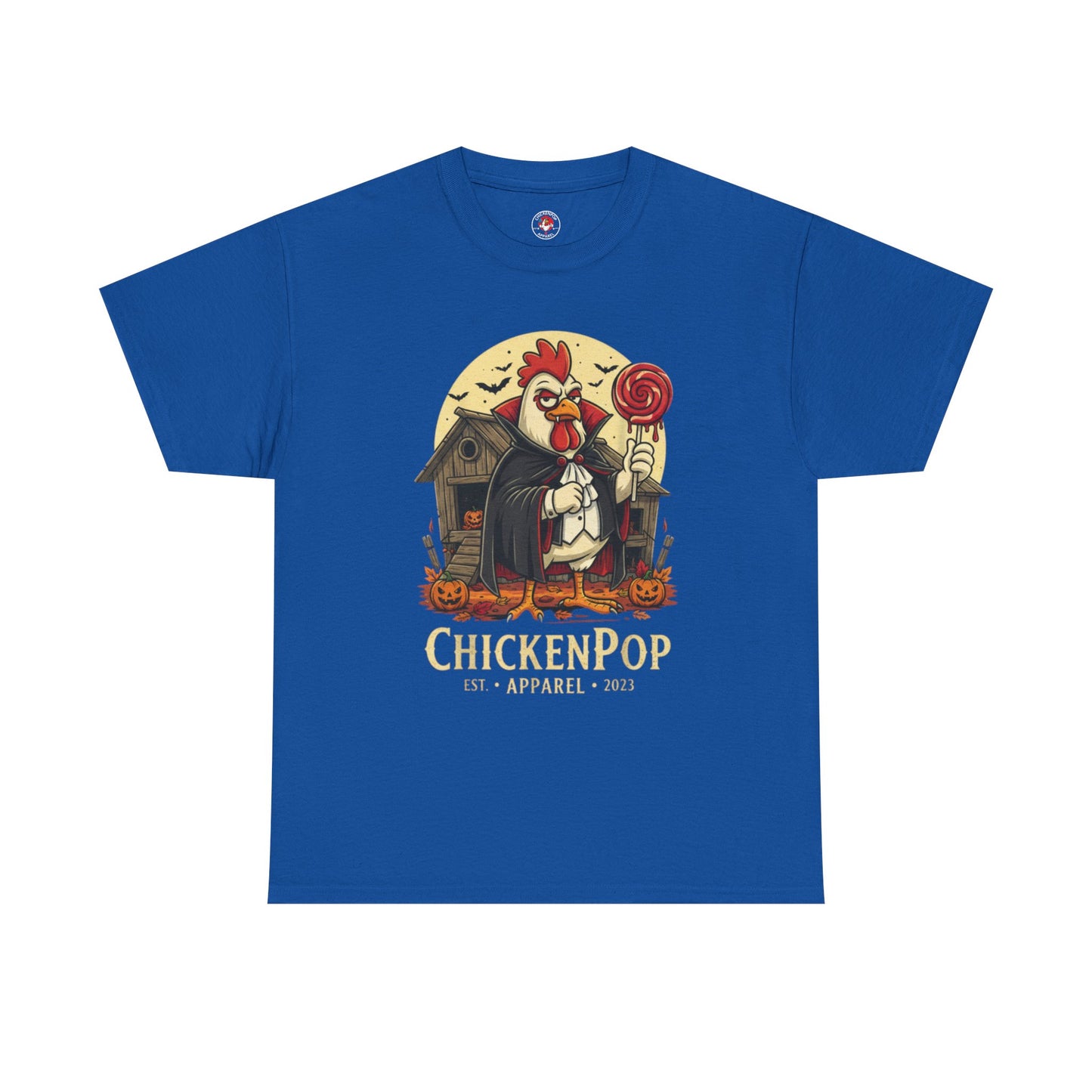 ChickenPop Sucker For a Pop Vampire Rooster Halloween T-Shirt – Funny Spooky Graphic Tee for Fall & Costume Season