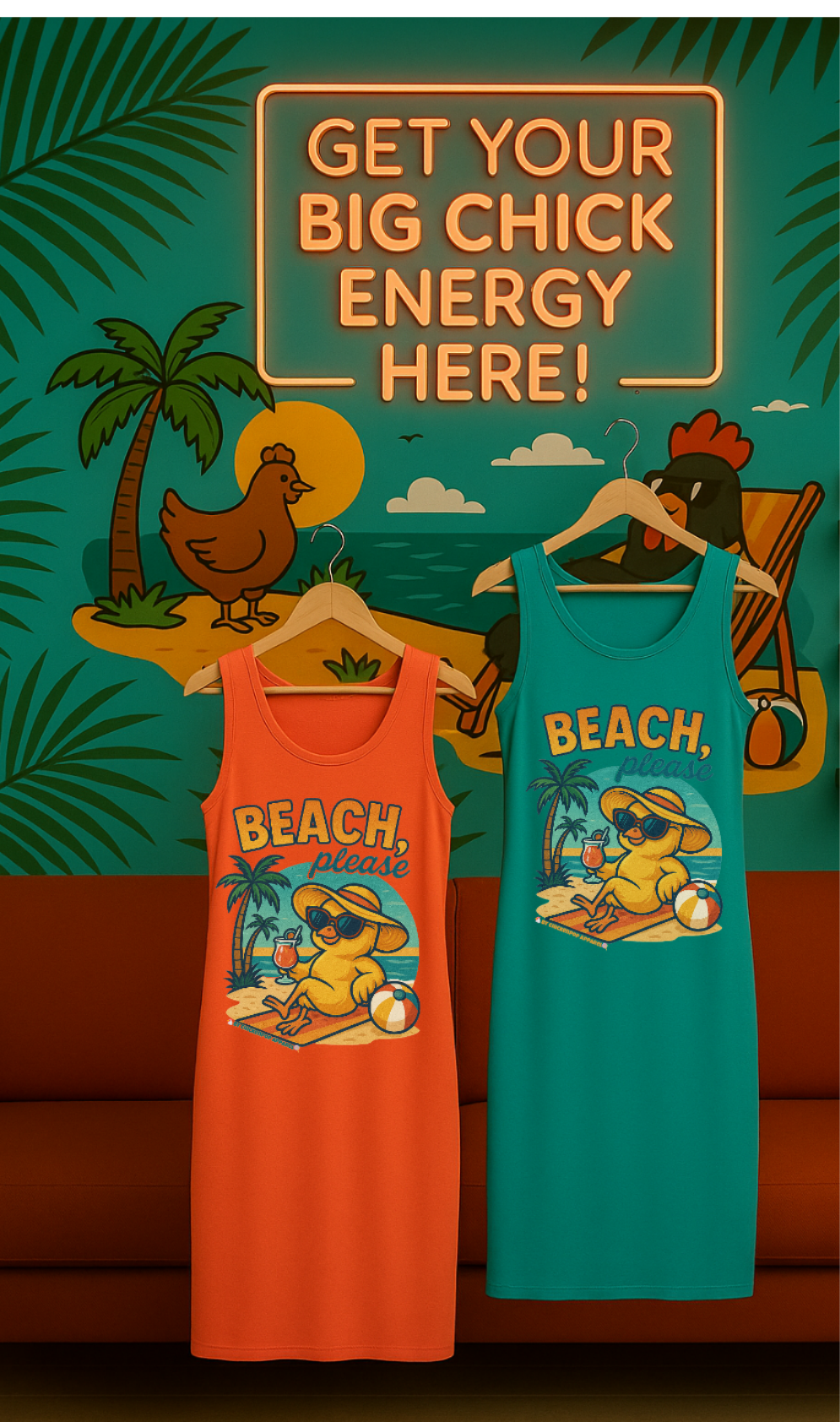 "Beach, please" Racerback Tank Dress by ChickenPop Apparel Co