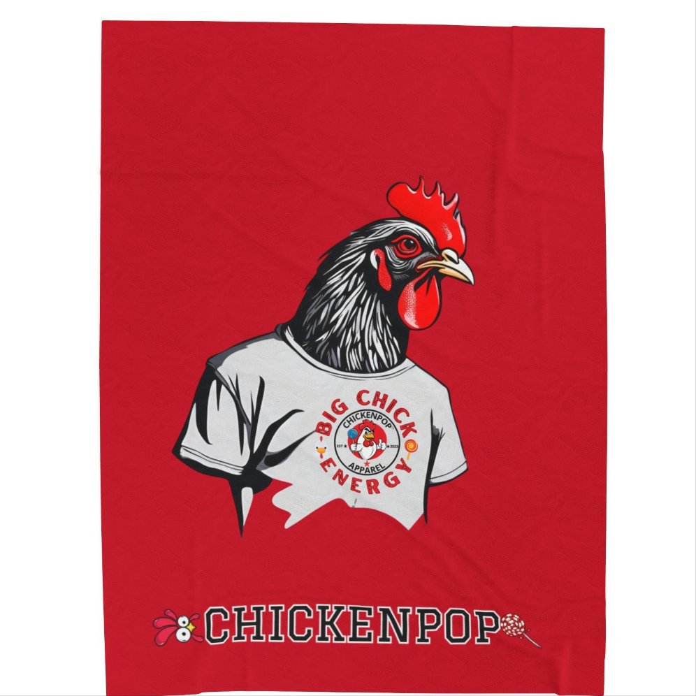 Giant Rooster Velveteen Plush Blanket Red