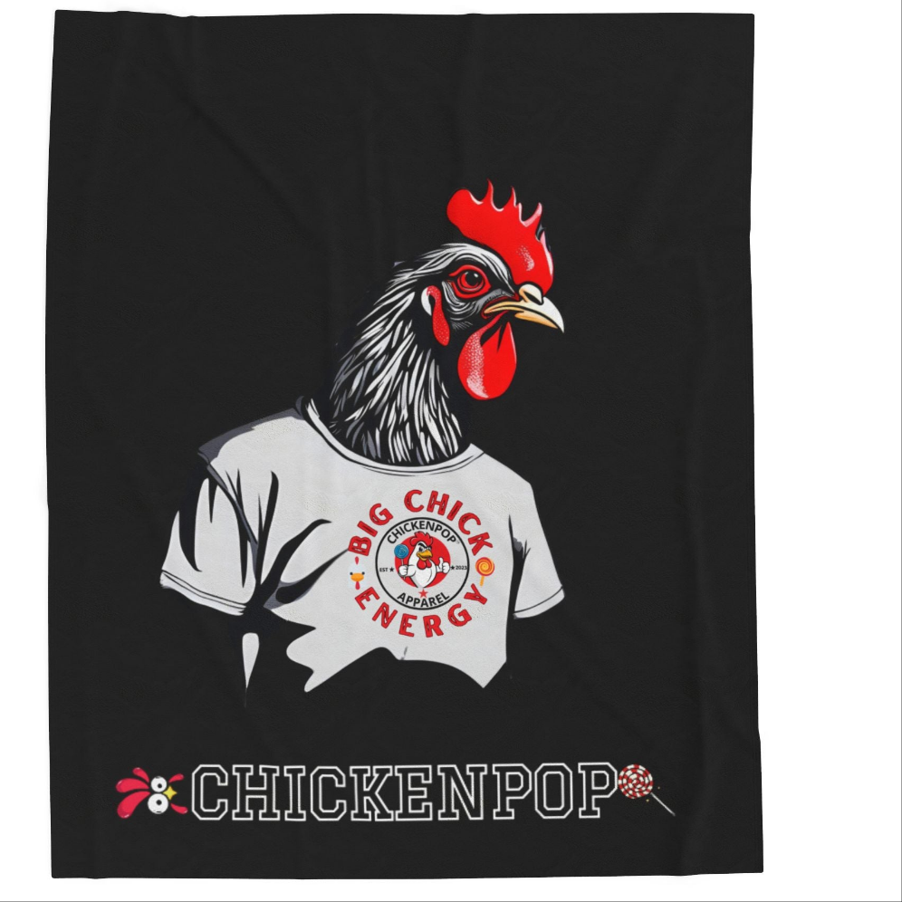 Giant Rooster Velveteen Plush Blanket Red