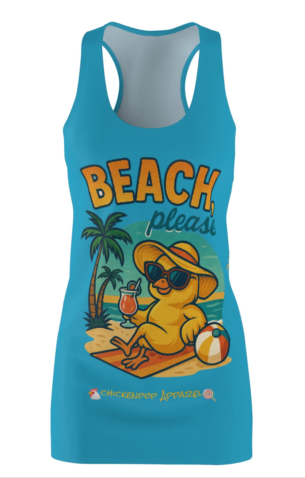 "Beach, please" Racerback Tank Dress by ChickenPop Apparel Co
