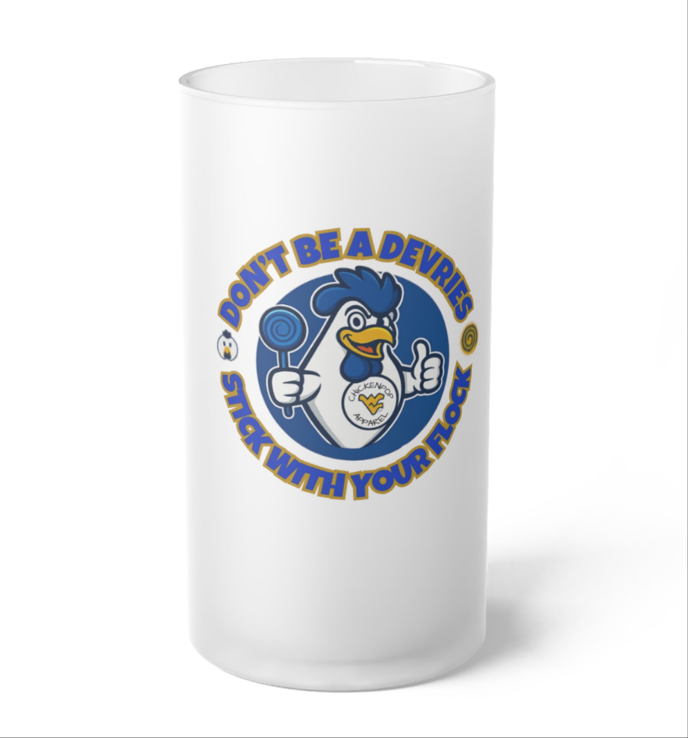 Frosted Don't Be A Devries Glass Beer Mug -16oz. of Bad Decisions