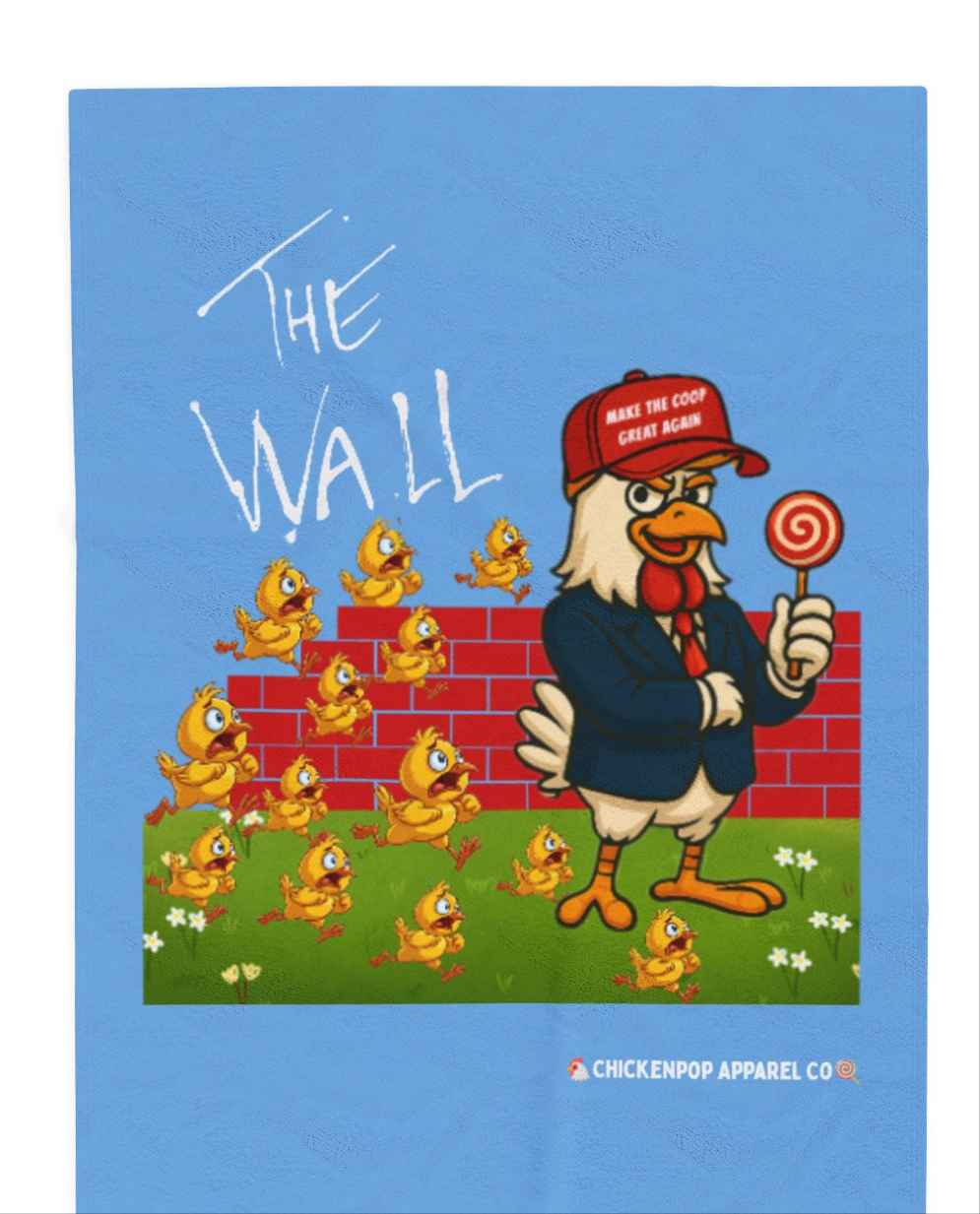 Another Chick Thru The Wall Velveteen Blanket – Funny Political Chicken Throw | Soft, L Satire Blanket for Couch, Bed, or Statement Decor