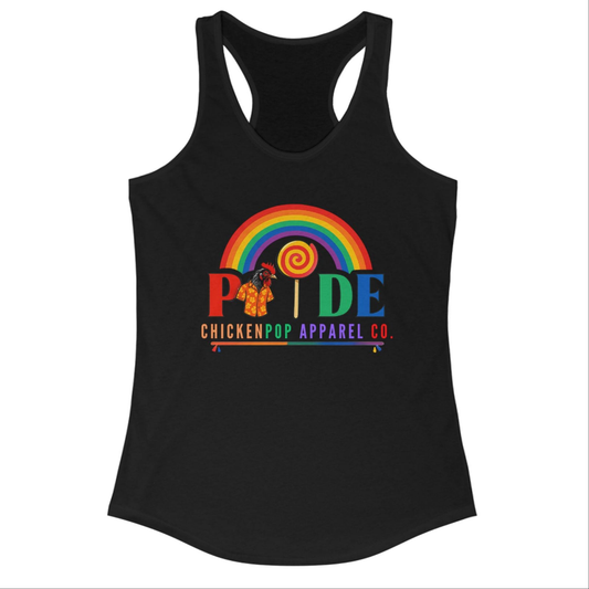 🏳️🌈 BCE Pride Racerback Tank – Cluck the Rules, Wear the Rainbow