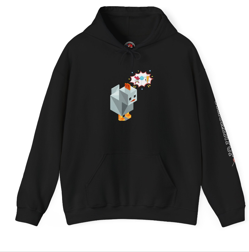 Roblox Chicken Thinks Hoodie UNISEX - ChickenPop Arm Logo Edition