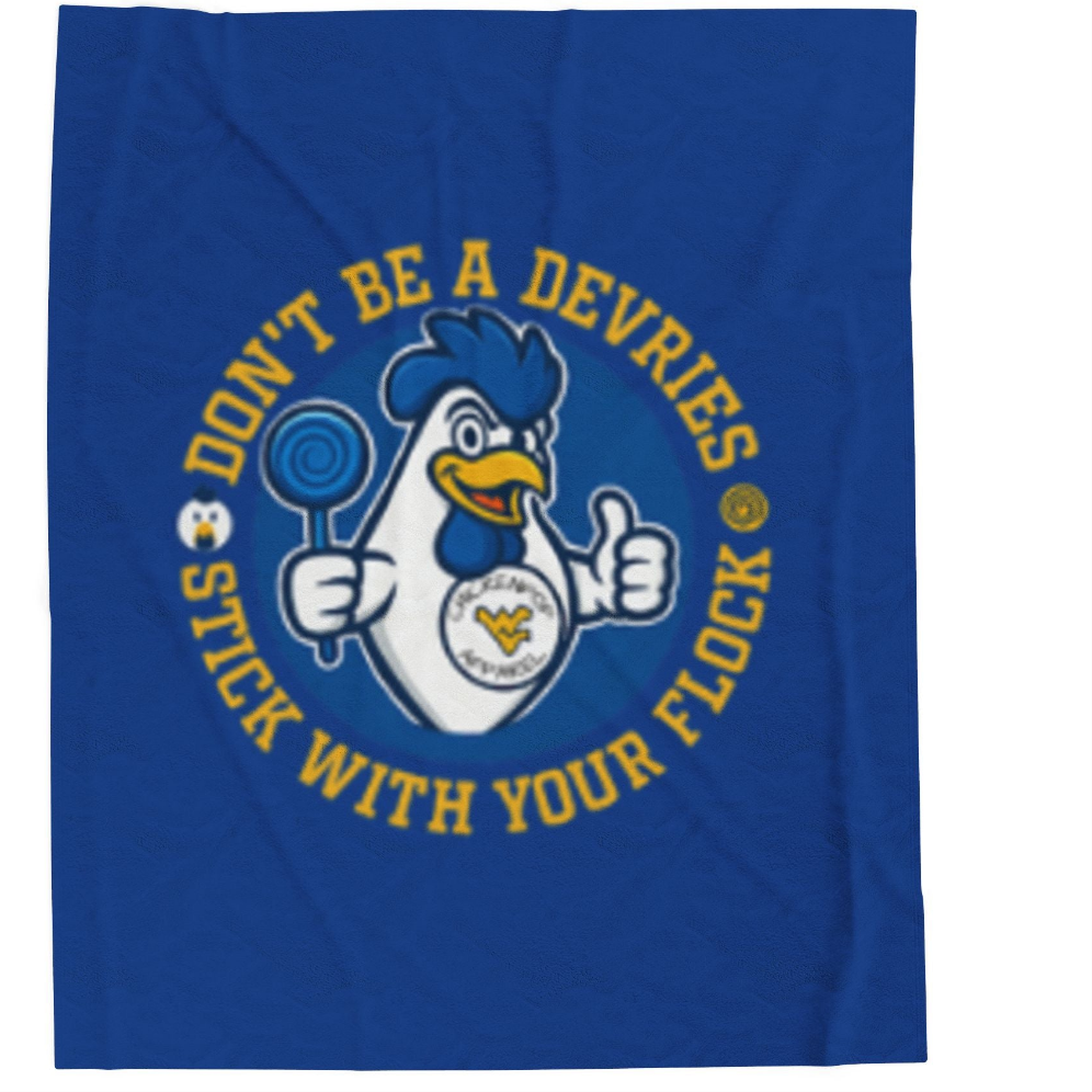 Don't Be A Devries Original Logo Velveteen Plush Blanket Royal Blue