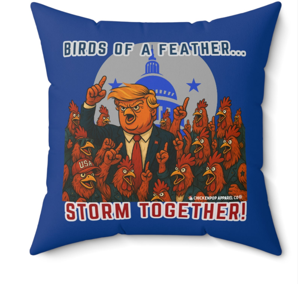 Birds of a Feather Storm Together Pillow – Bold Political Satire Throw Pillow in 4 Sizes