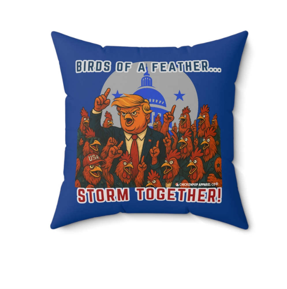 Birds of a Feather Storm Together Pillow – Bold Political Satire Throw Pillow in 4 Sizes