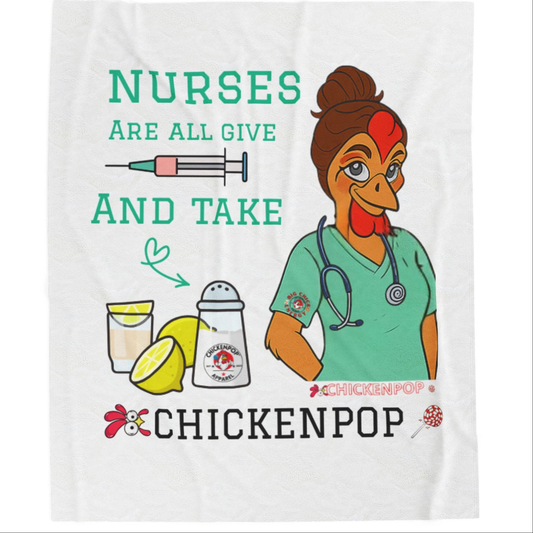 Nurses Are All Give and Take Velveteen Plush Blanket - "Nurses Are All Give and Take" - Cozy Gift for Healthcare Workers