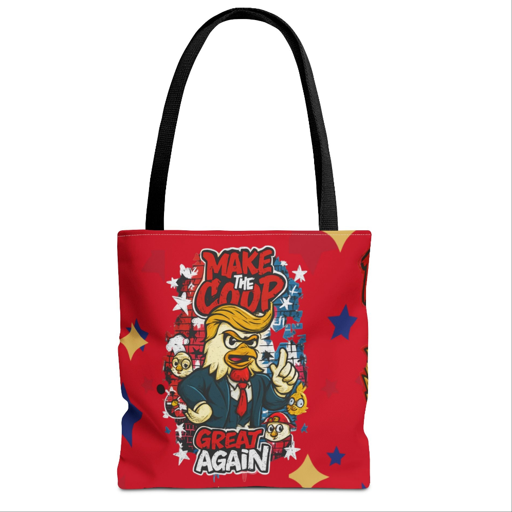 Make the Coop Great Again Tote Bag *RED*, Funny Tote Bag, Political Humor Bag, Gift for Movers and Shakers, Yellow Tote, Election Day Accessory