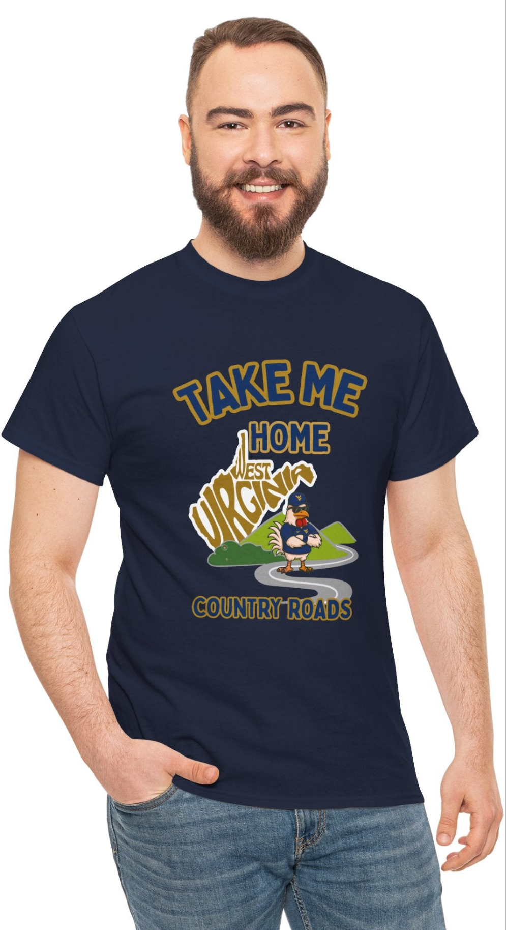Take Me Home Country Roads WV Coop Daddy Tee – Funny West Virginia Rooster Shirt