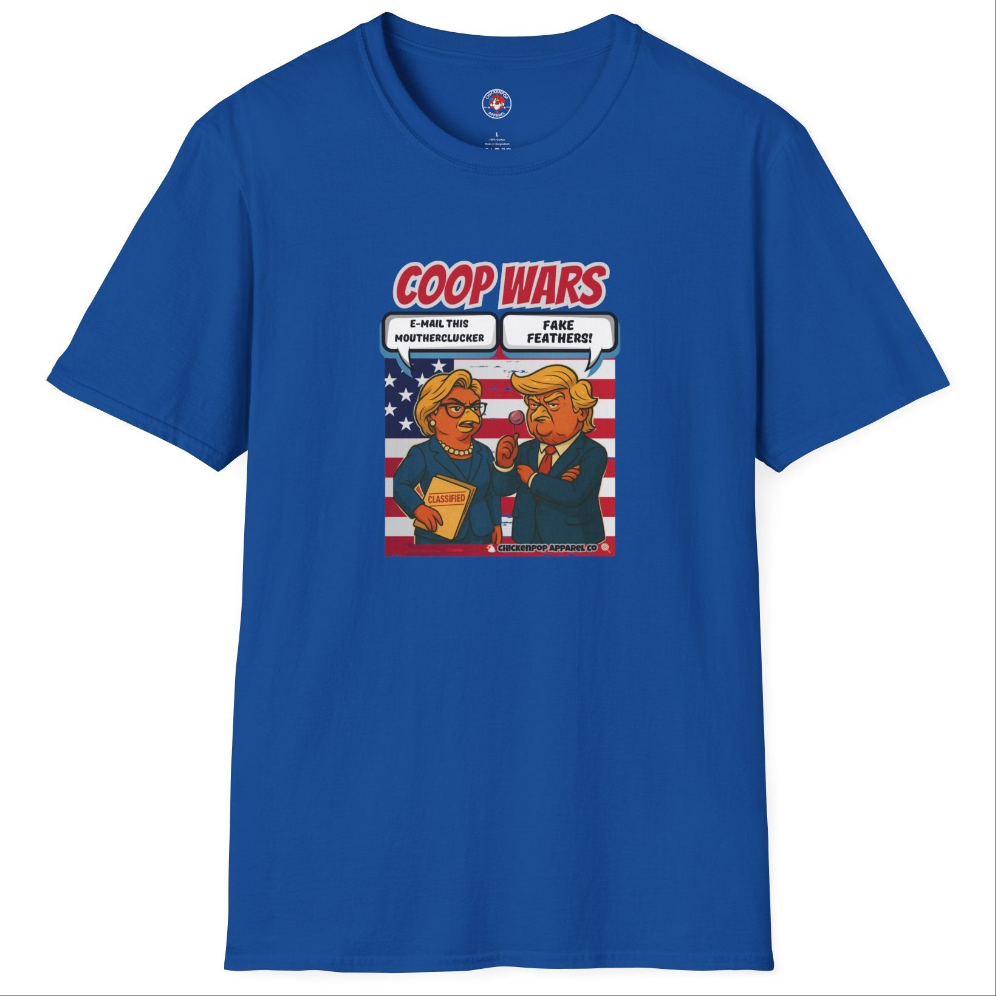Coop Wars™ Tee – Hilaregg Cluckton vs. Cock-a-Doodle-Don | Political Chicken Fight Shirt