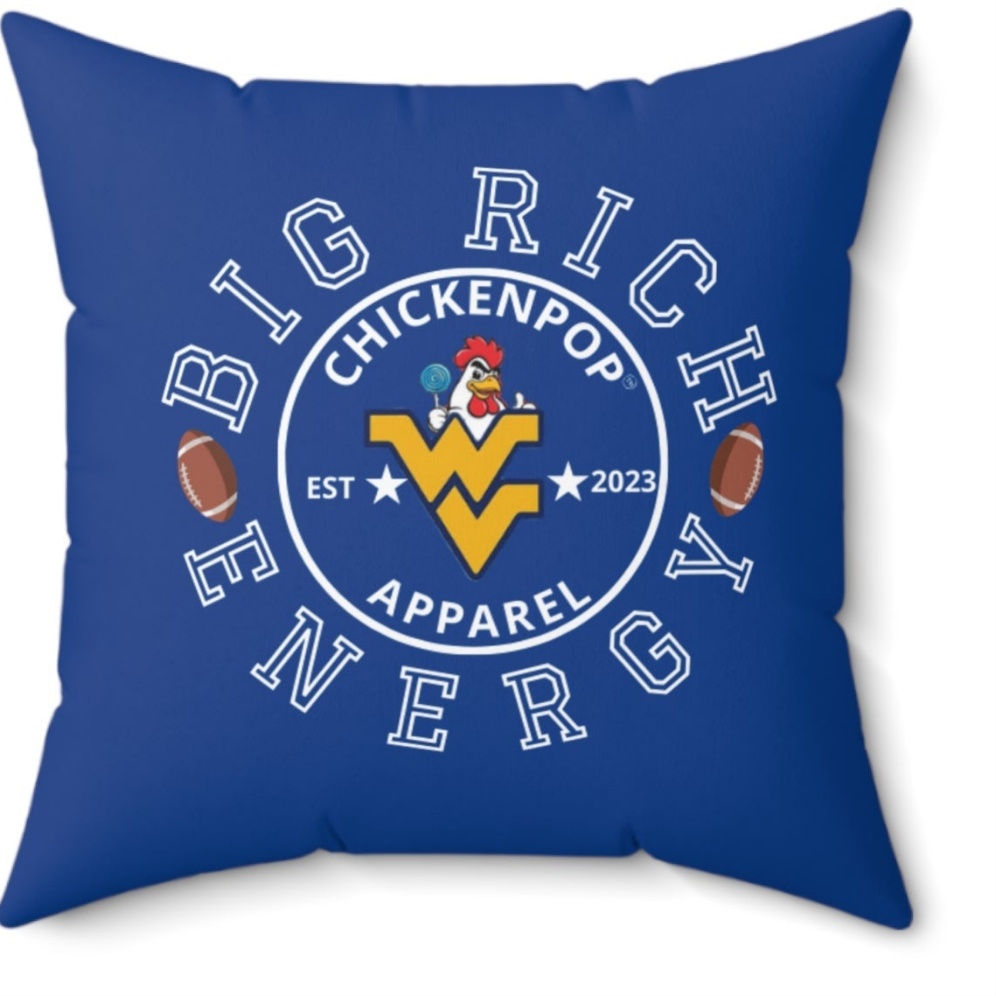 ChickenPop Big Rich Energy Spun Polyester Square Pillow Royal Blue