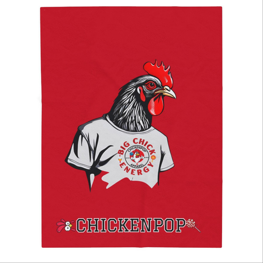 Giant Rooster Velveteen Plush Blanket Red