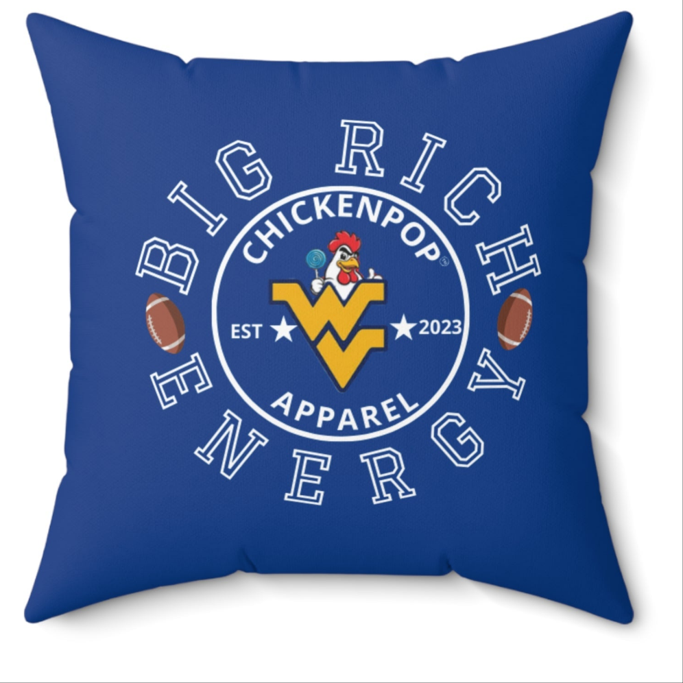 ChickenPop Big Rich Energy Spun Polyester Square Pillow Royal Blue