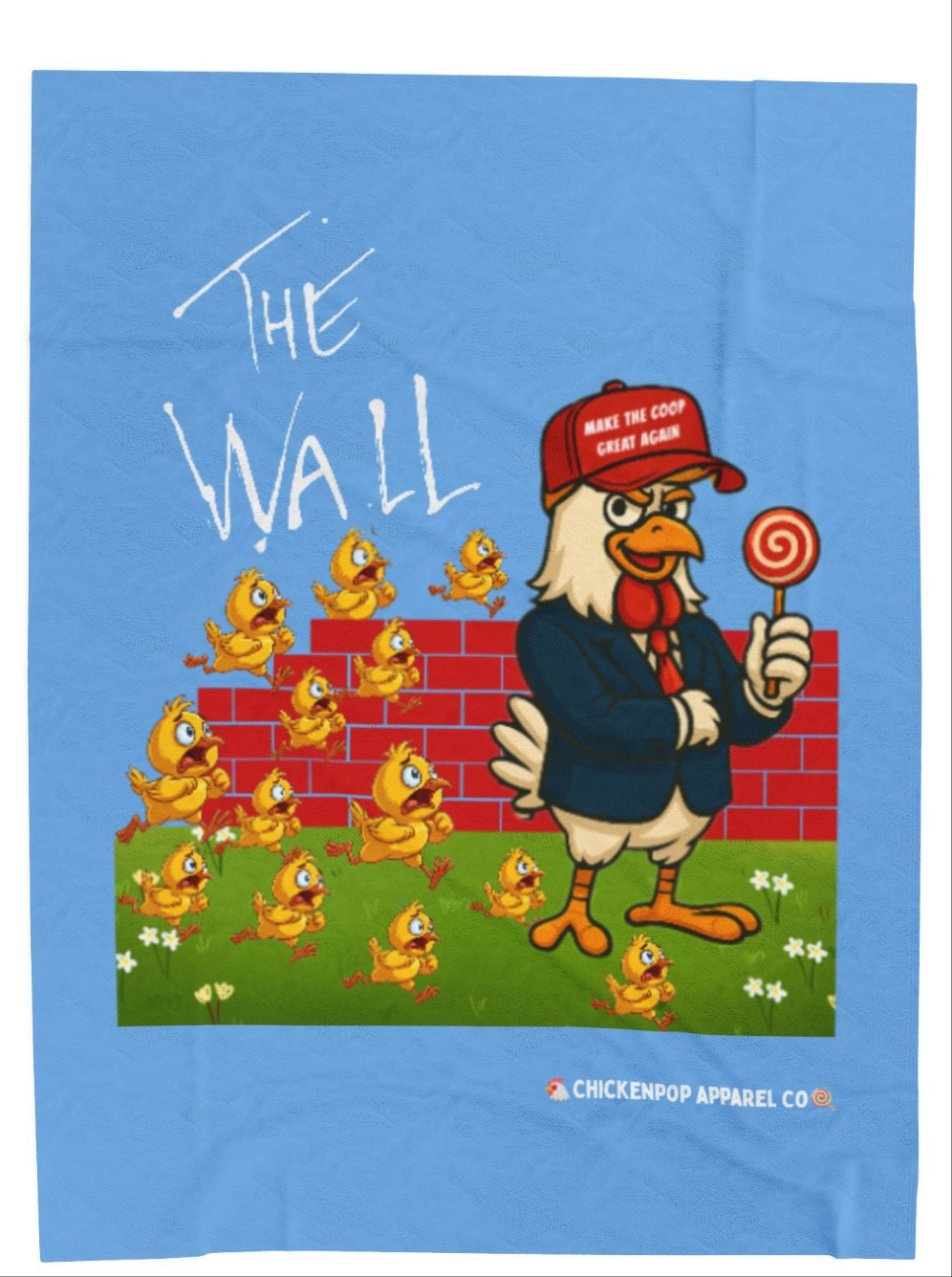 Another Chick Thru The Wall Velveteen Blanket – Funny Political Chicken Throw | Soft, L Satire Blanket for Couch, Bed, or Statement Decor
