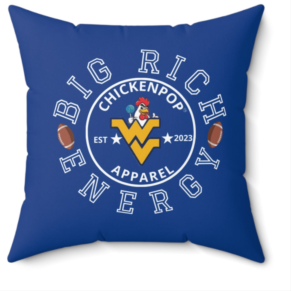 ChickenPop Big Rich Energy Spun Polyester Square Pillow Royal Blue