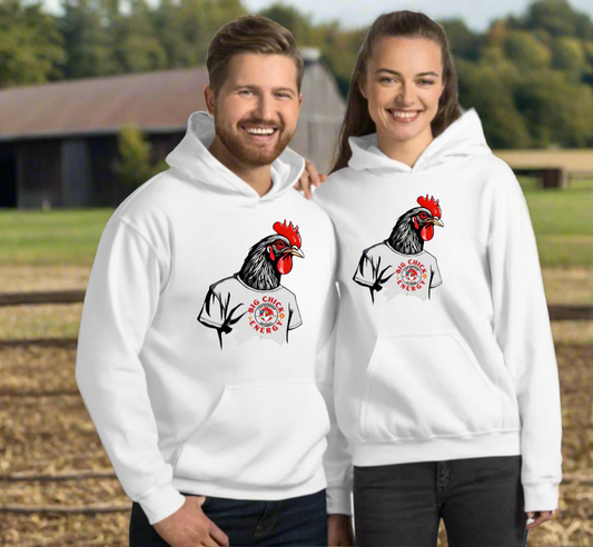 Big Chick Energy Giant Rooster Logo Unisex Hoodie - ChickenPop Arm Logo Edition