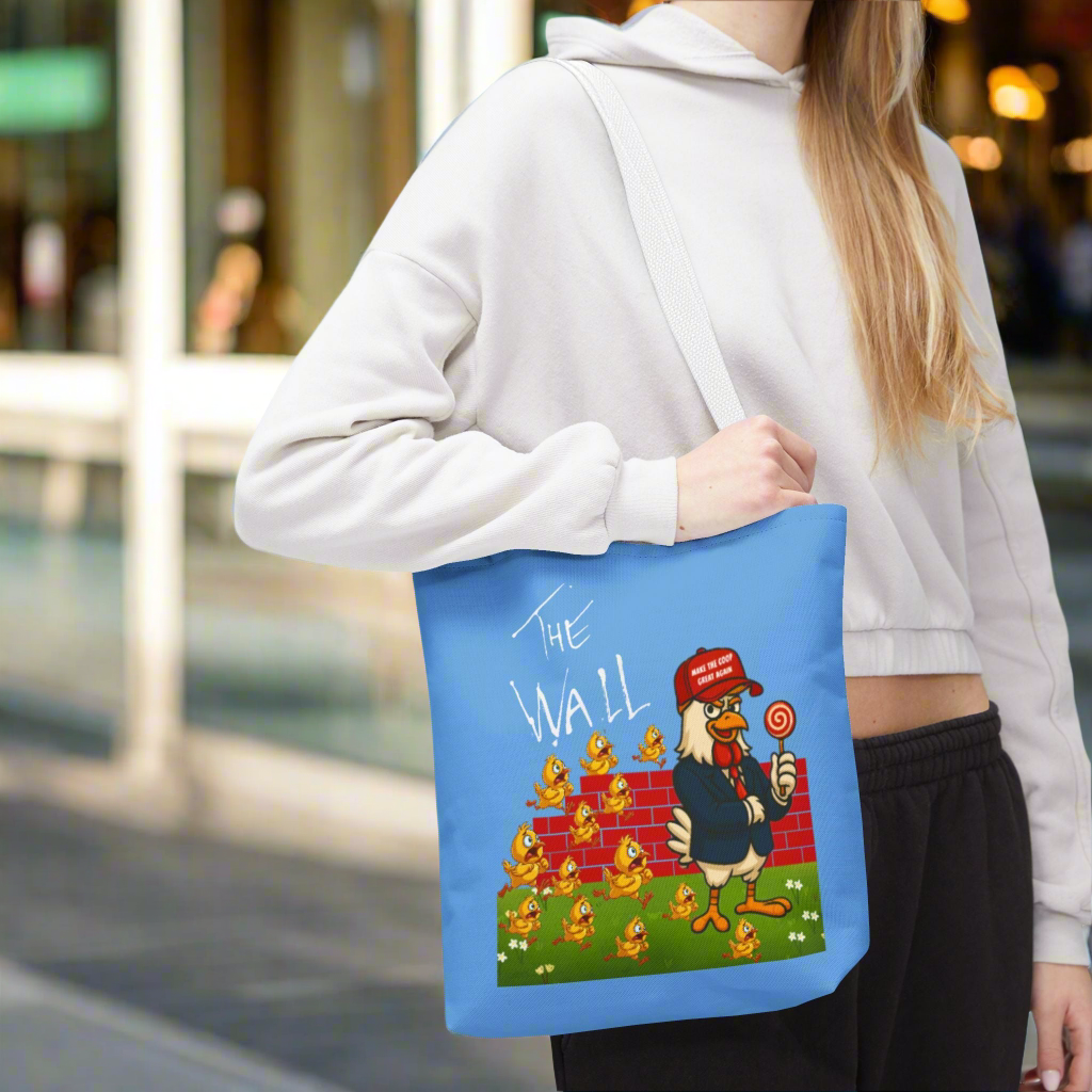 Another Chick Thru The Wall Tote Bag – Funny Political Chicken Graphic | Durable Eco-Friendly Canvas Shopper for Everyday Use