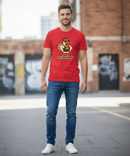 🧊 ICE ICE BABY Funky Chicken Agent T-Shirt – Coop Daddy Parody Tee for Music & Poultry Fans - Chickenpop Apparel Company