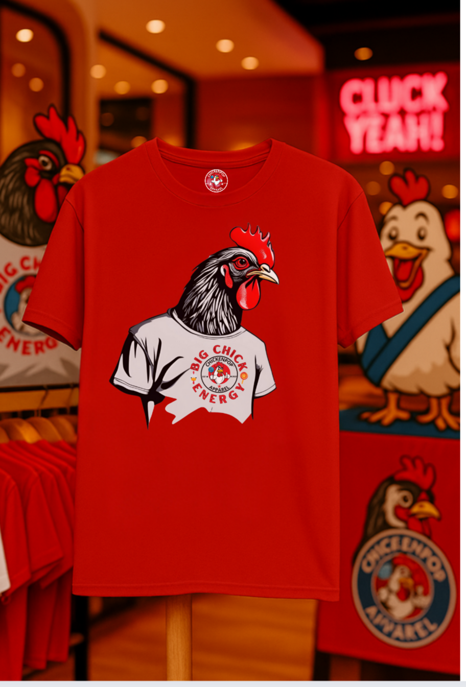 Big Chick Energy Giant Rooster Unisex Tee