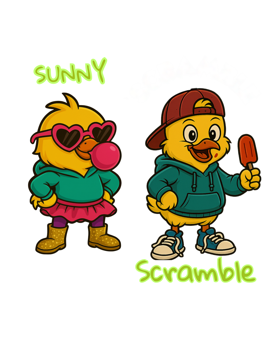 Meet Sunny & Scramble! The Lil' Cluckers of Our New Kid's Line!