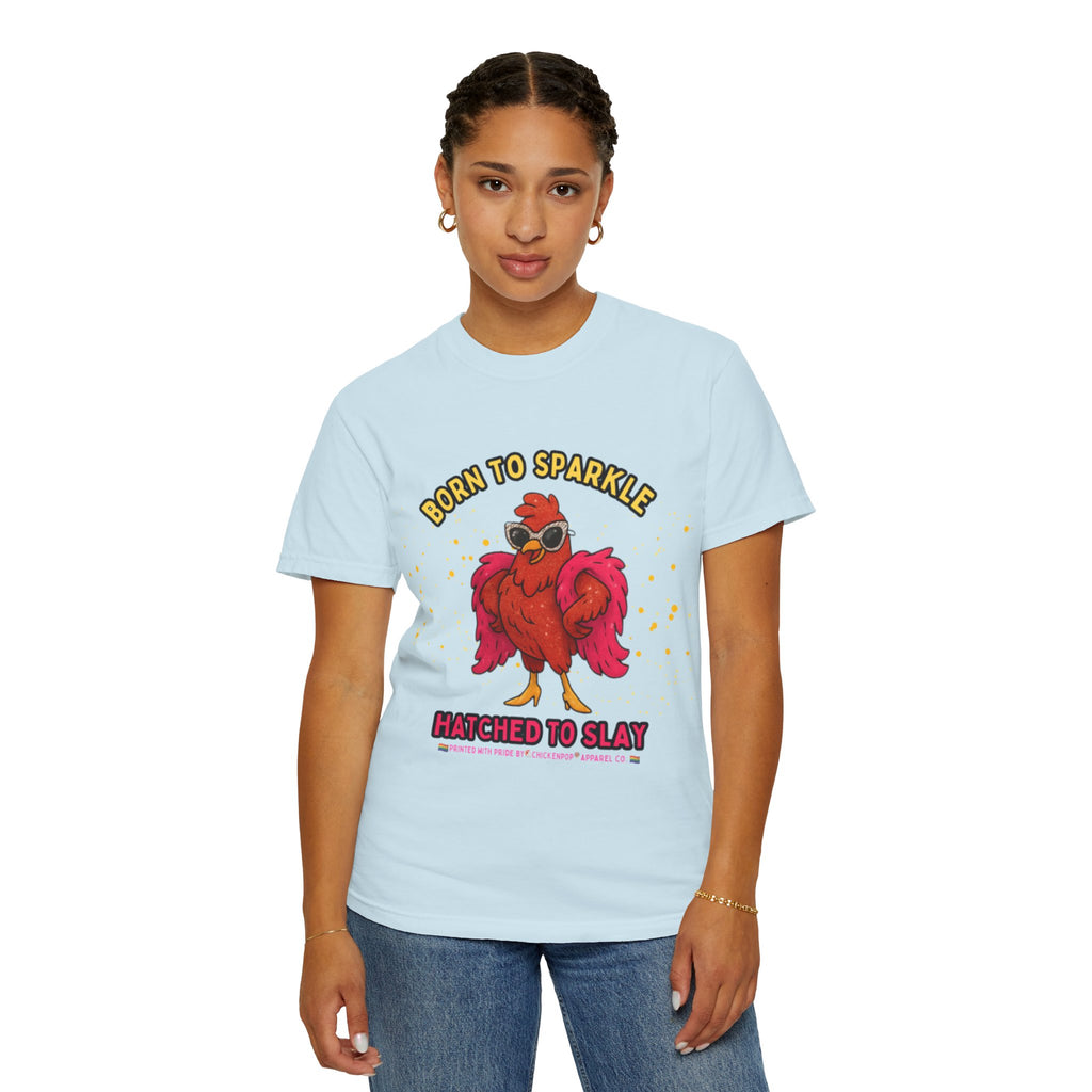 Pride LGBTQ Born to Sparkle Rooster T-Shirt — Hatched to Slay Graphic Tee