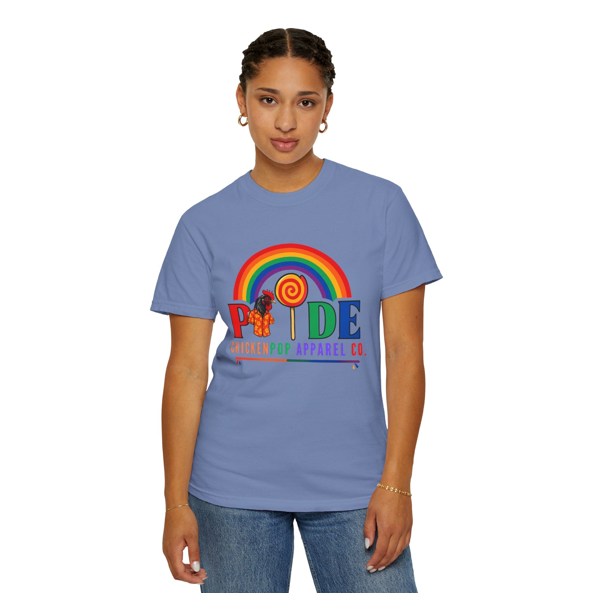 Pride Rainbow Lollipop T-Shirt — "PRIDE" ChickenPop Apparel Co. Graphic Tee