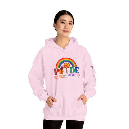 Pride Month Hoodie – ChickenPop Apparel | Rainbow Logo with Coop Daddy – Unisex LGBTQ+ Sweatshirt