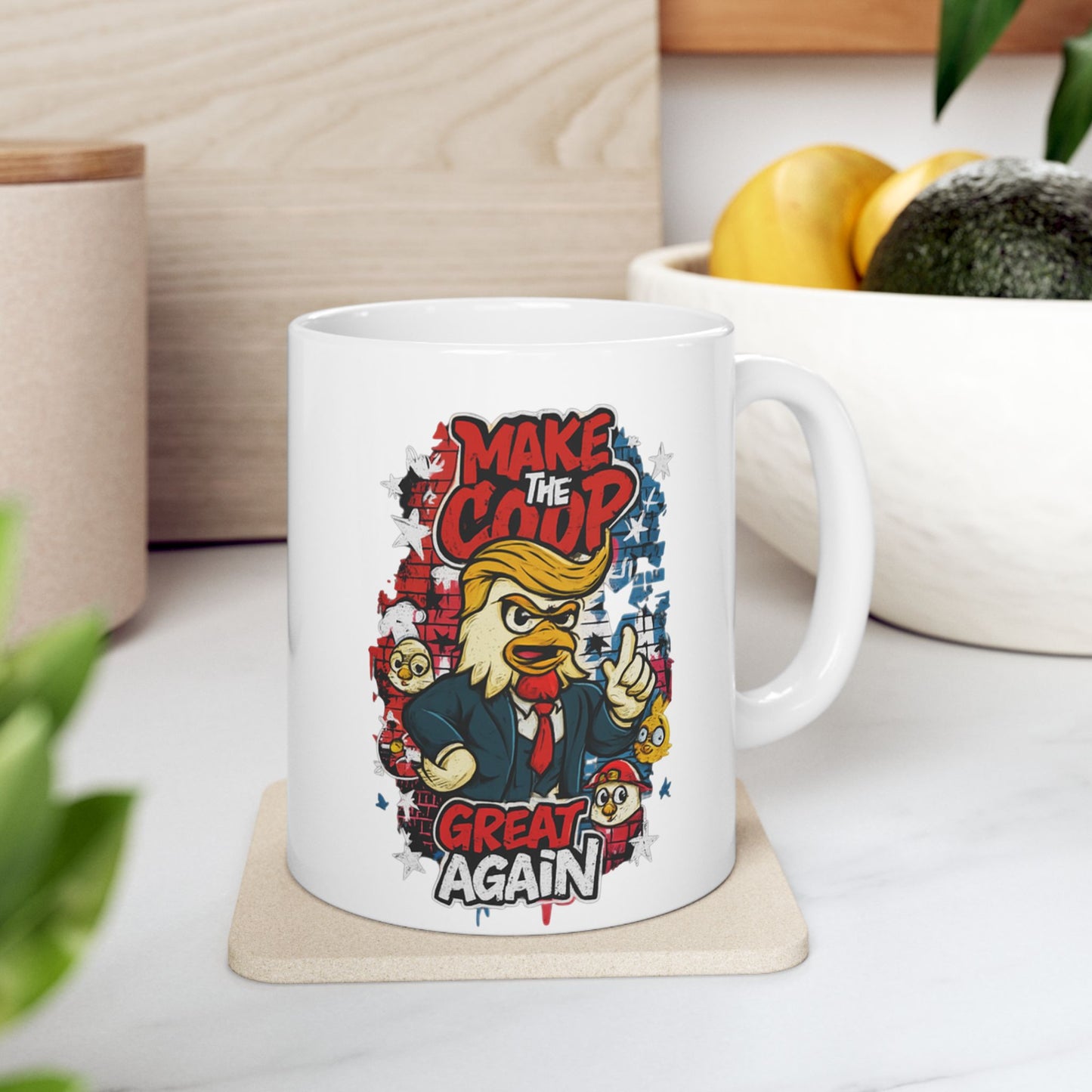 Make the Coop Great Again Ceramic Mug – Cock-a-Doodle-Don Edition
