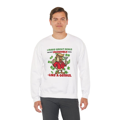 Like A Genius Crewneck Sweatshirt – Funny Political Graphic Pullover | Unisex Heavy Blend with ChickenPop Logo | Ethically Made & Cozy Cold-Weather Humor