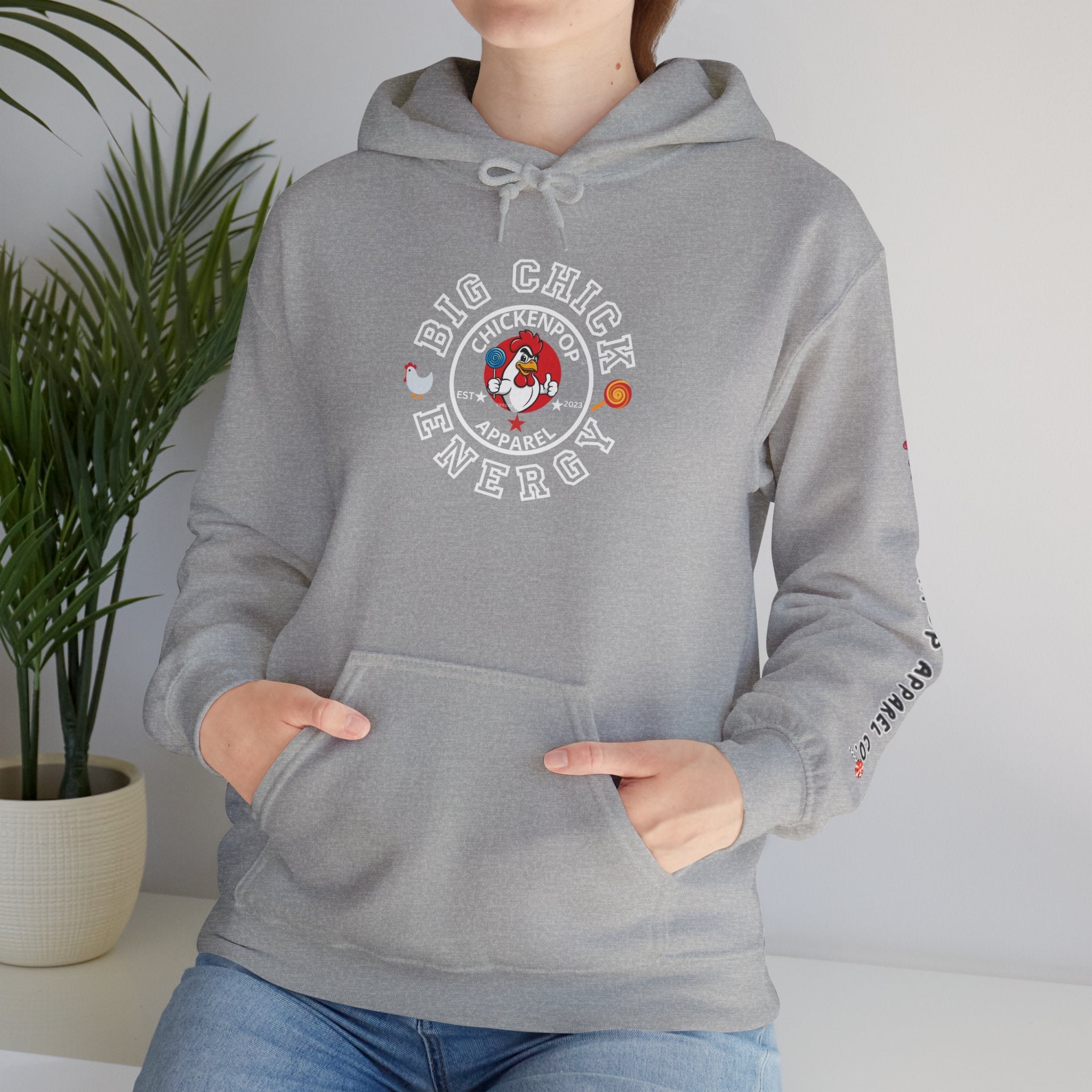 Big Chick Energy Unisex Hoodie — ChickenPop Apparel Logo Sweatshirt