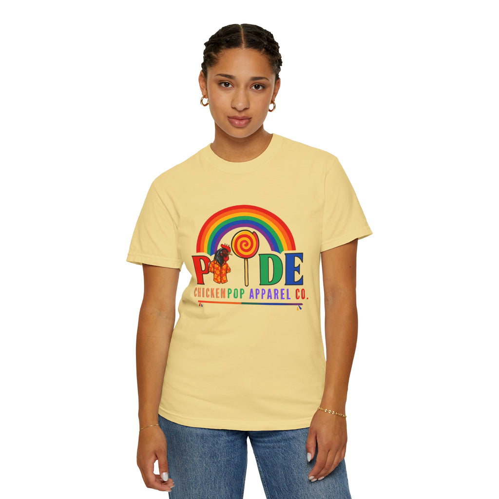 Pride Rainbow Lollipop T-Shirt — "PRIDE" ChickenPop Apparel Co. Graphic Tee