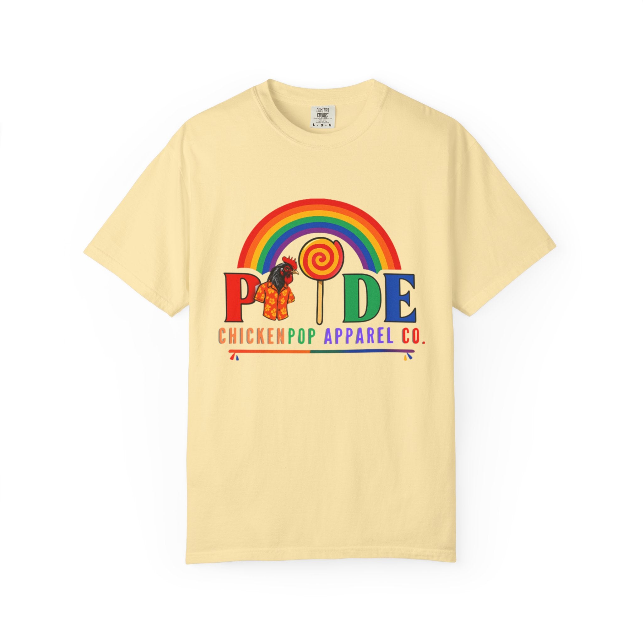 Pride Rainbow Lollipop T-Shirt — "PRIDE" ChickenPop Apparel Co. Graphic Tee