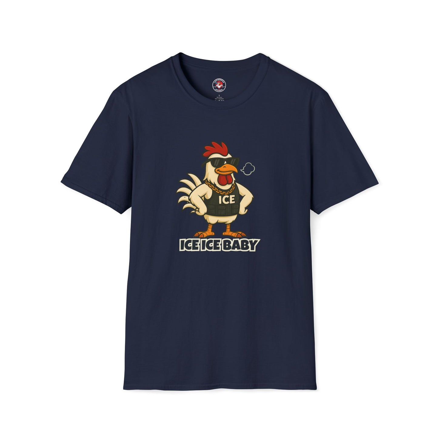 🧊 ICE ICE BABY Funky Chicken Agent T-Shirt – Coop Daddy Parody Tee for Music & Poultry Fans