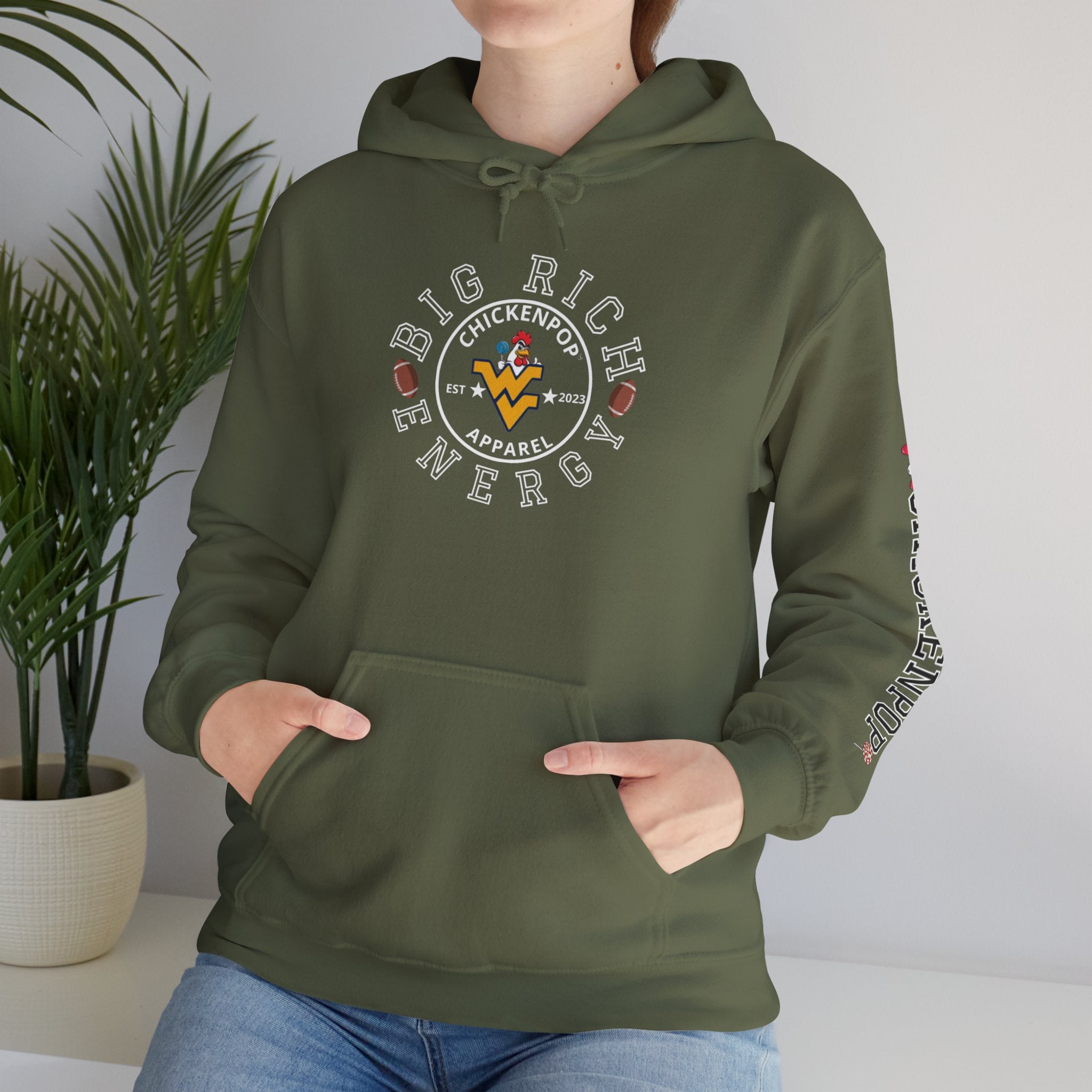 Big Rich Energy WV Logo Unisex Hoodie - ChickenPop Arm Logo Edition