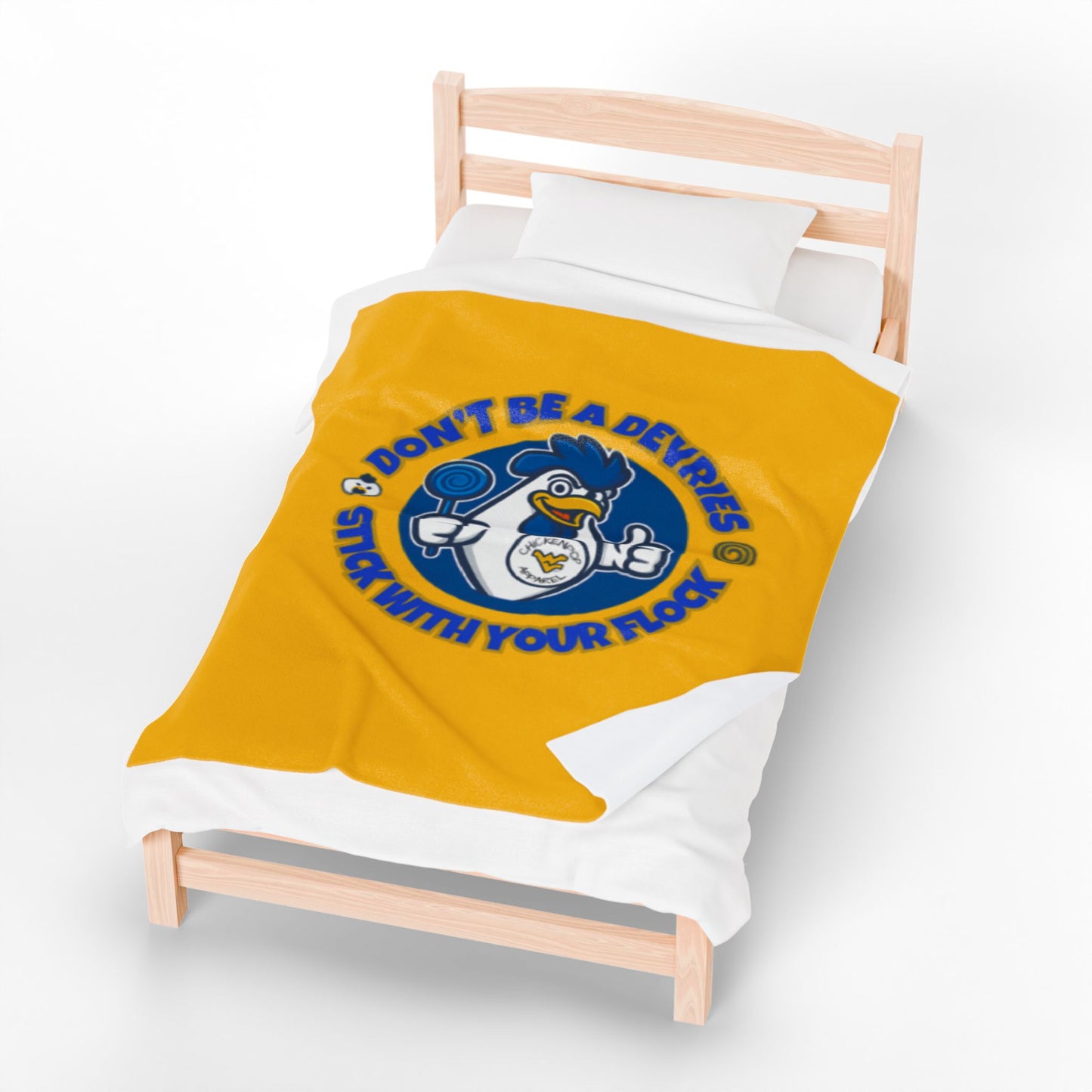 Don't Be A Devries Original Logo Velveteen Plush Blanket Gold