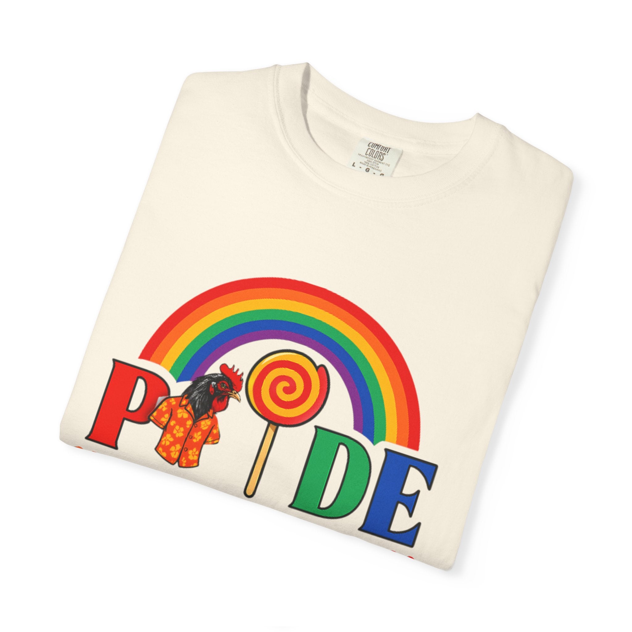 Pride Rainbow Lollipop T-Shirt — "PRIDE" ChickenPop Apparel Co. Graphic Tee