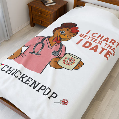 I Chart Better Than I Date Velveteen Plush Blanket - "Nurses Are All Give and Take" - Cozy Gift for Healthcare Workers