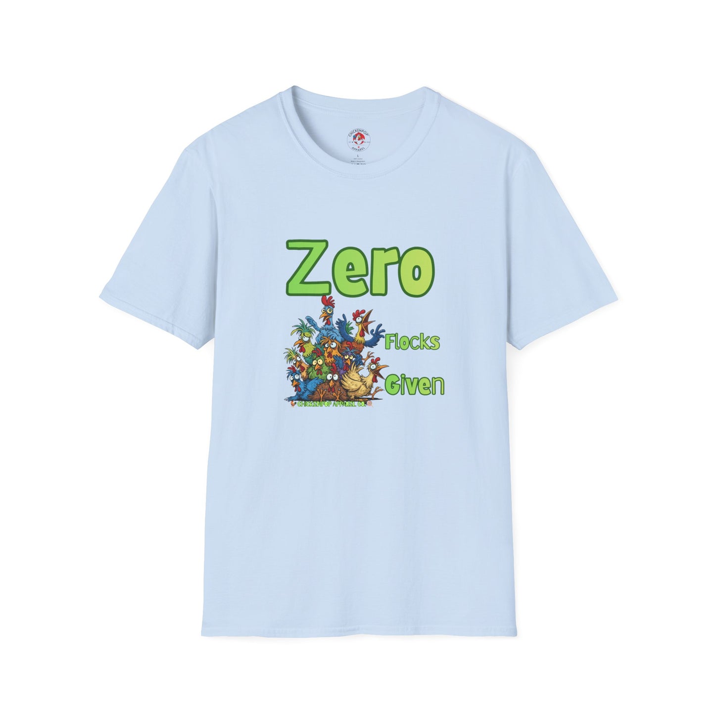Zero Flocks Given T-Shirt – Funny Chicken Graphic Tee in Black | ChickenPop Apparel Unisex Shirt
