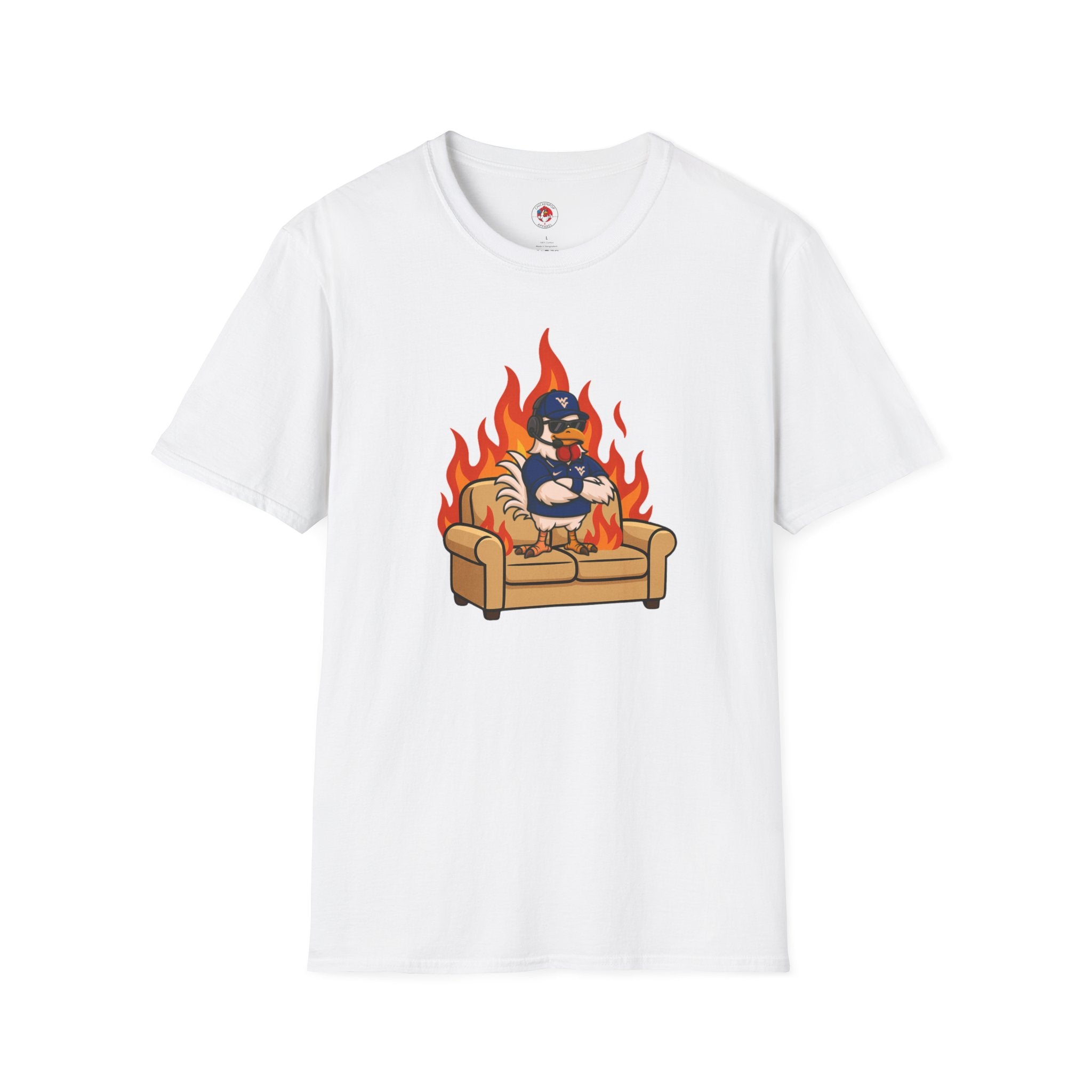 Big Rich Energy Couch Burning Shirt | Funny WVU Mountaineers Football Coach Tee | Morgantown Tradition Apparel