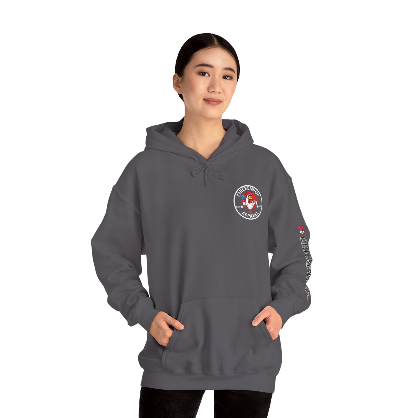 ChickenPop Apparel Logo Hoodie, Unisex Sweatshirt with Naughty Chicken Lollipop Logo, Original Design, Fun Hooded Jumper, Cozy Pullover,