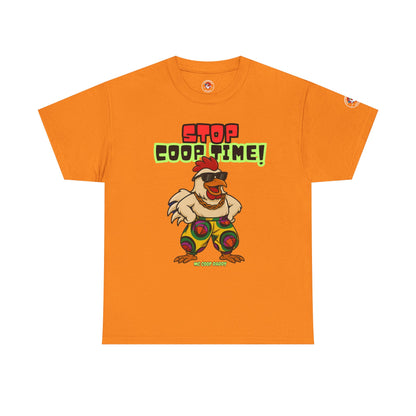 Stop COOP TIME! Funny Chicken T-Shirt – MC Coop Daddy 90s Hip Hop Parody Tee | Unisex Heavy Cotton | ChickenPop Apparel