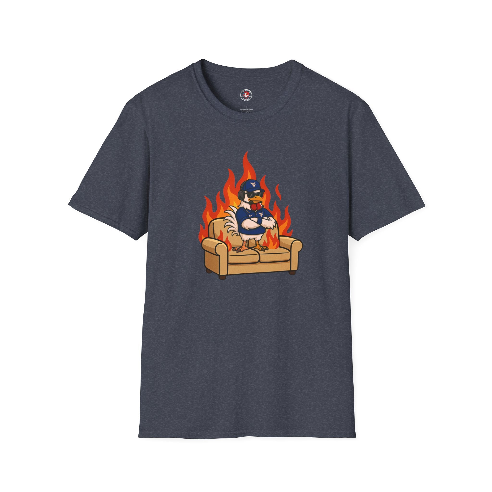 Big Rich Energy Couch Burning Shirt | Funny WVU Mountaineers Football Coach Tee | Morgantown Tradition Apparel