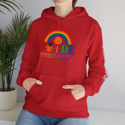 Pride Month Hoodie – ChickenPop Apparel | Rainbow Logo with Coop Daddy – Unisex LGBTQ+ Sweatshirt
