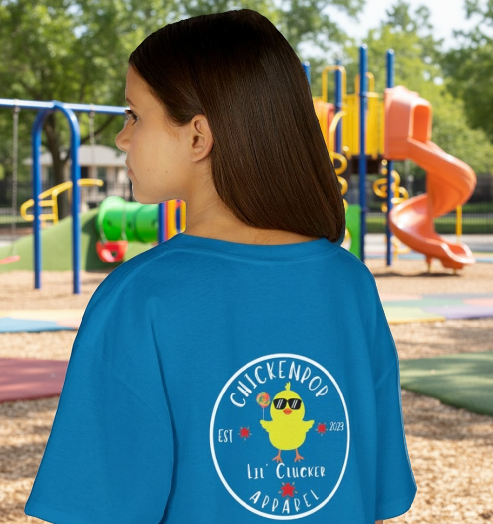 Lil’ Cluckers Original ChickenPop Logo Kids Tee – Fun Kids Graphic T-Shirt | Cute Cartoon Chicken Shirt for Boys & Girls