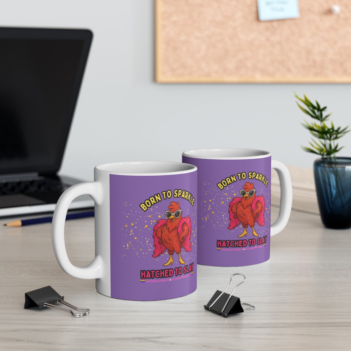 Born to Sparkle Hatched to Slay Mug – Funny Sassy Rooster Coffee Mug | ChickenPop Apparel 11oz Ceramic Cup
