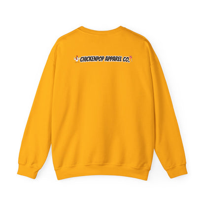 Coop Wars Crewneck Sweatshirt – Funny Political Graphic Pullover | Unisex Heavy Blend with ChickenPop Logo | Ethically Made & Cozy Cold-Weather Humor