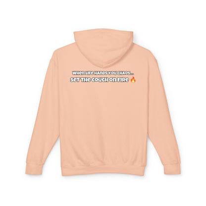 Big Rich Energy Burning Couch Hoodie – Chaos Quote 🔥FREE SHIPPING🔥